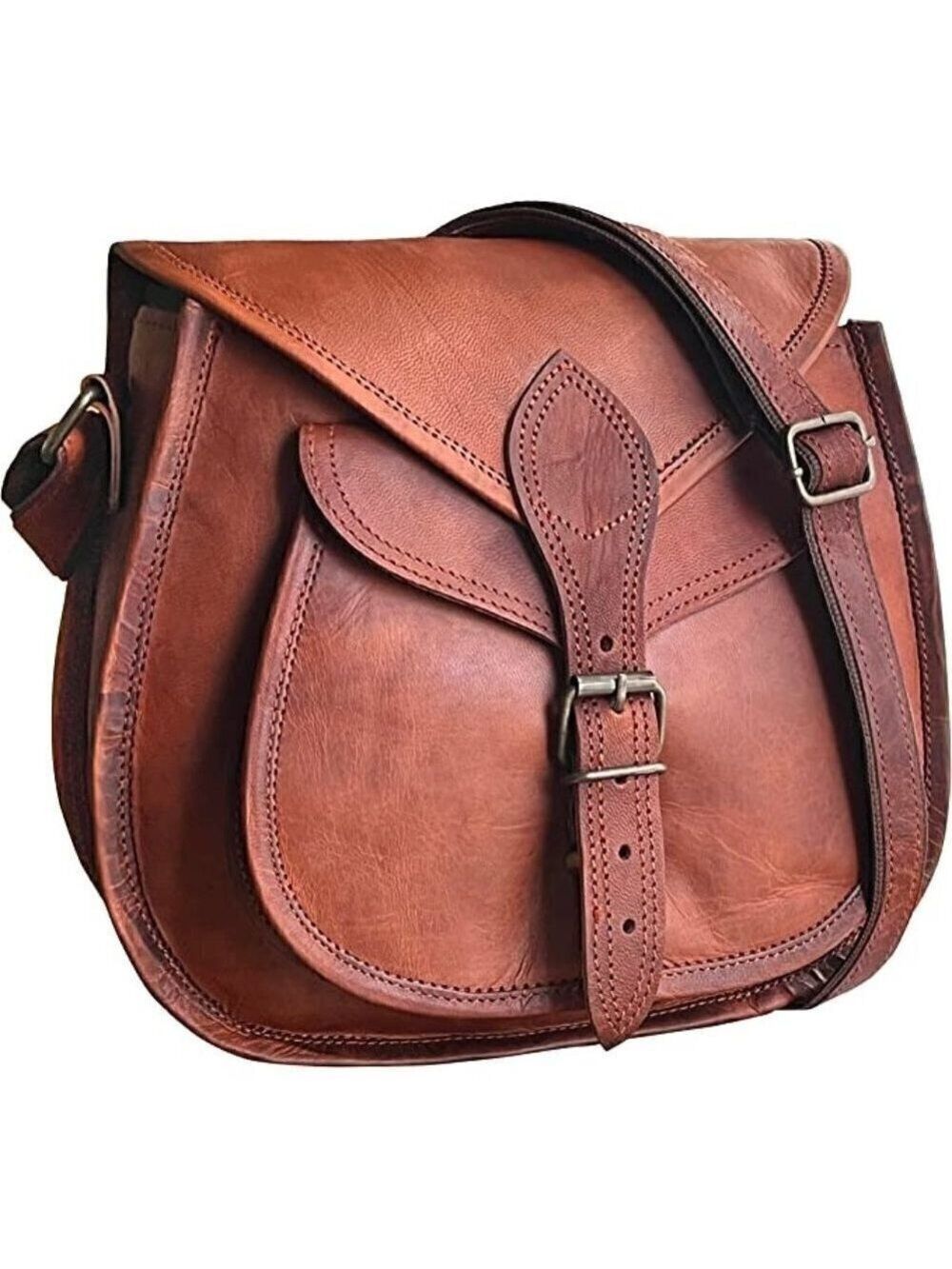 𝅺NEW Leather Brown Vintage Satchel Handbag Purse Top Handle Tote Travel Nwt